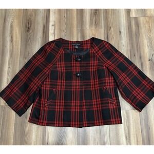 Larry Levine Women's Sz 10 Red Black‎ Plaid Holiday Jacket Christmas Outfit